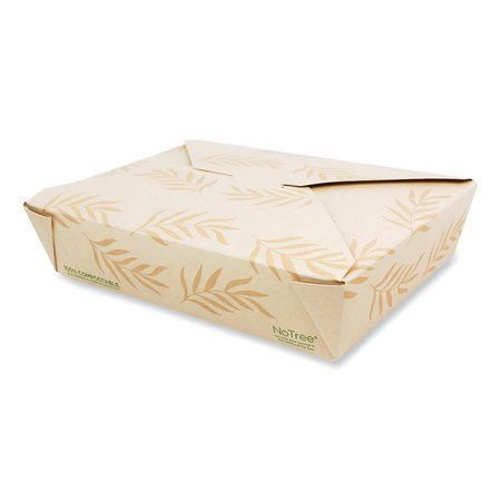 WORLD CENTRIC No Tree Folded Takeout Containers, 50 oz, 6.2 x 8.5 x 1.85, Natural, Sugarcane, 200PK TO-NT-2